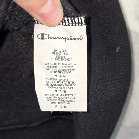 Champion Black Hoodie Kids Size M (10/12) - Picture 6 of 11